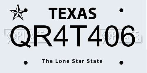 QR4T406 Texas License Plate