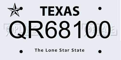 QR68100 Texas License Plate