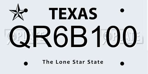 QR6B100 Texas License Plate