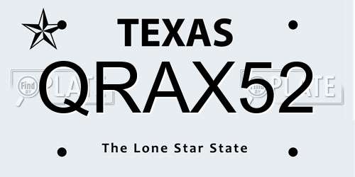 QRAX52 Texas License Plate