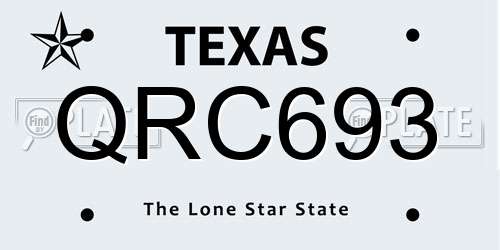 QRC693 Texas License Plate