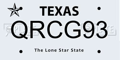 QRCG93 Texas License Plate