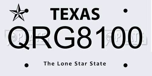 QRG8100 Texas License Plate