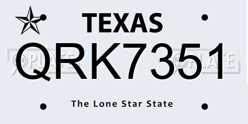 QRK7351 Texas License Plate