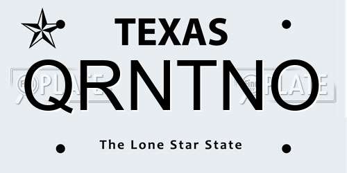 QRNTNO Texas License Plate