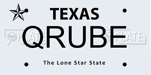 QRUBE Texas License Plate