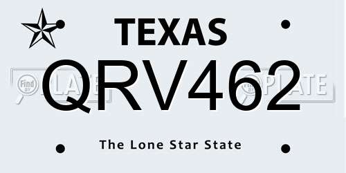 QRV462 Texas License Plate
