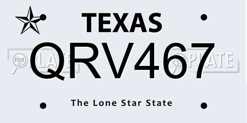 QRV467 Texas License Plate