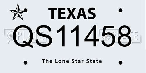 QS11458 Texas License Plate