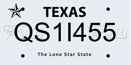 QS1I455 Texas License Plate