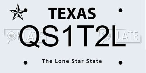 QS1T2L Texas License Plate
