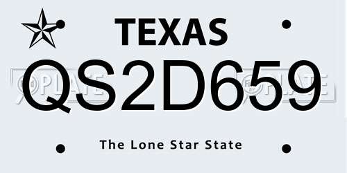 QS2D659 Texas License Plate