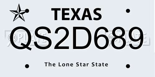 QS2D689 Texas License Plate