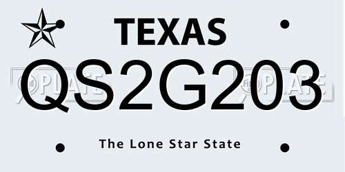 QS2G203 Texas License Plate