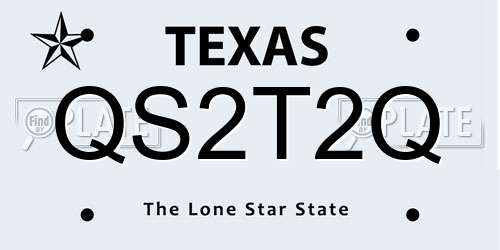QS2T2Q Texas License Plate