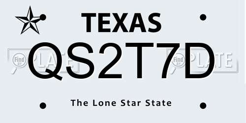 QS2T7D Texas License Plate