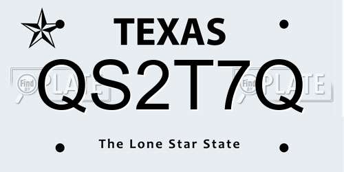 QS2T7Q Texas License Plate