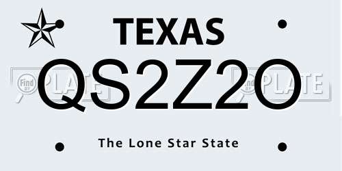 QS2Z2O Texas License Plate