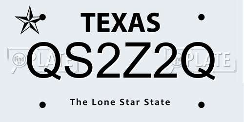 QS2Z2Q Texas License Plate