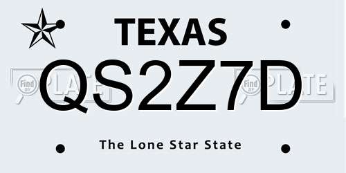 QS2Z7D Texas License Plate
