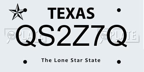 QS2Z7Q Texas License Plate