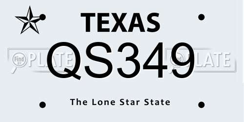 QS349 Texas License Plate