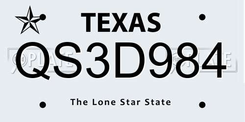 QS3D984 Texas License Plate