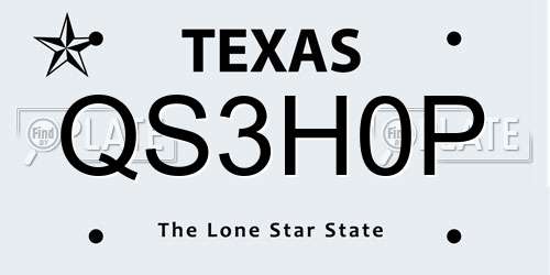 QS3H0P Texas License Plate