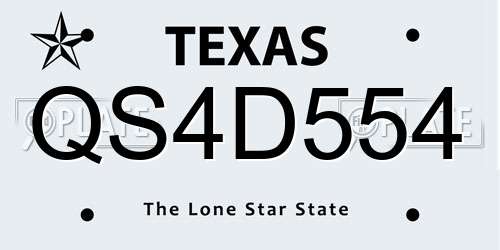 QS4D554 Texas License Plate