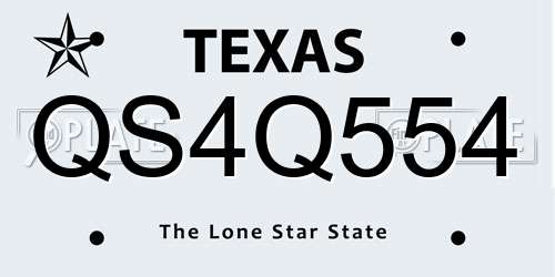 QS4Q554 Texas License Plate