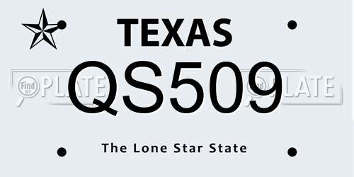 QS509 Texas License Plate