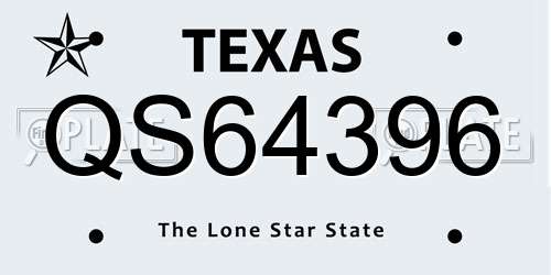 QS64396 Texas License Plate