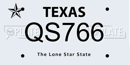 QS766 Texas License Plate