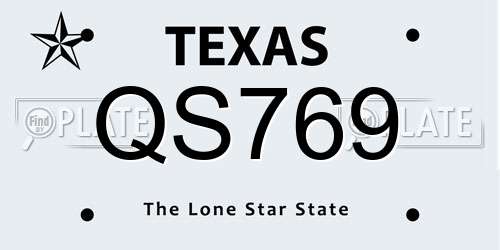 QS769 Texas License Plate