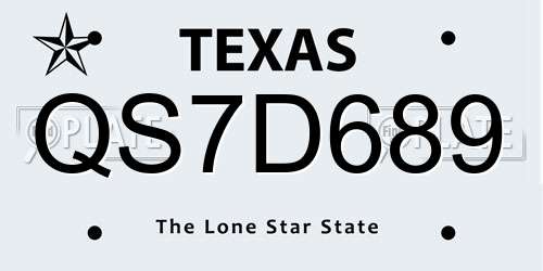QS7D689 Texas License Plate