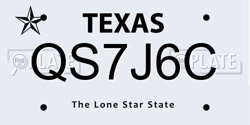 QS7J6C Texas License Plate