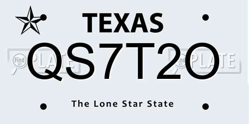 QS7T2O Texas License Plate