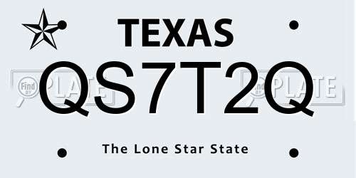 QS7T2Q Texas License Plate