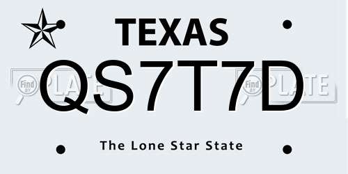 QS7T7D Texas License Plate