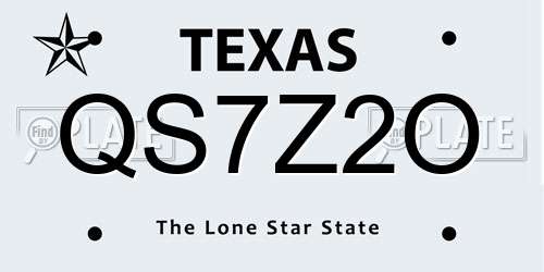 QS7Z2O Texas License Plate