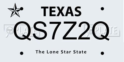 QS7Z2Q Texas License Plate