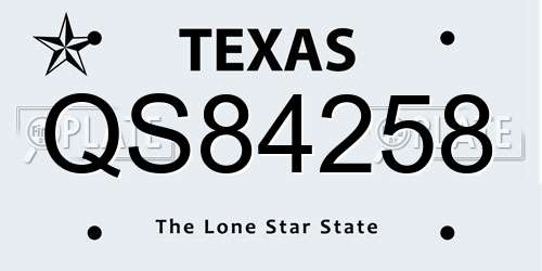 QS84258 Texas License Plate