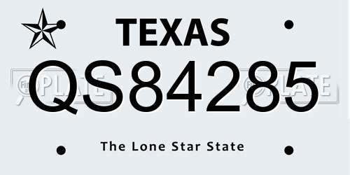 QS84285 Texas License Plate