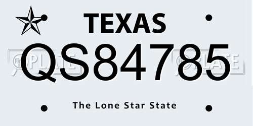 QS84785 Texas License Plate