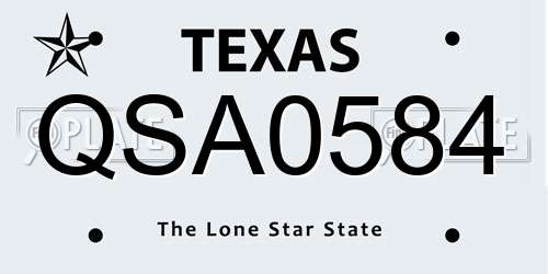 QSA0584 Texas License Plate