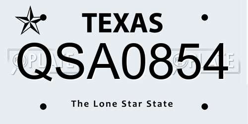 QSA0854 Texas License Plate
