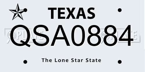 QSA0884 Texas License Plate