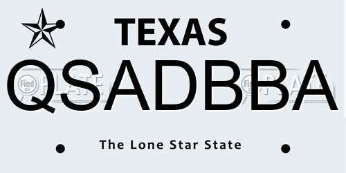 QSADBBA Texas License Plate