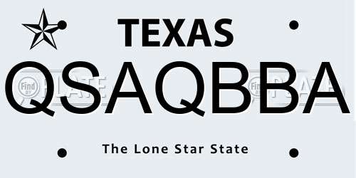 QSAQBBA Texas License Plate