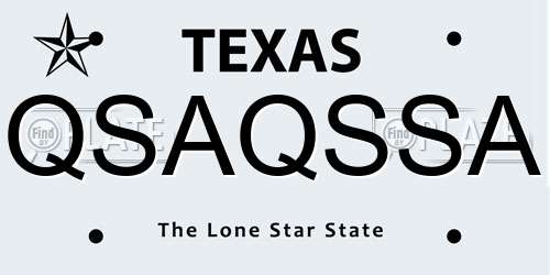 QSAQSSA Texas License Plate